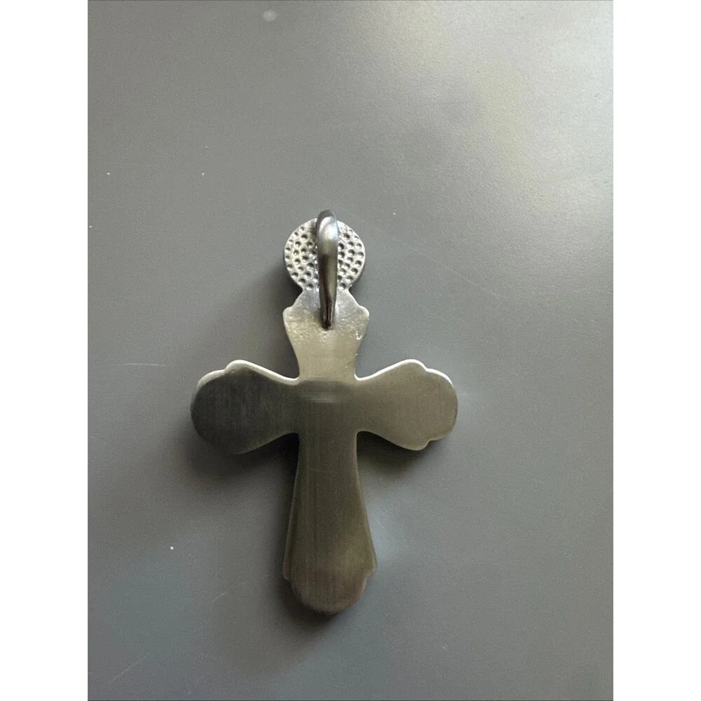 Cross Pendant Dark Silver Tone Stainless Steel 24” Box Chain Jesus Christ Unisex